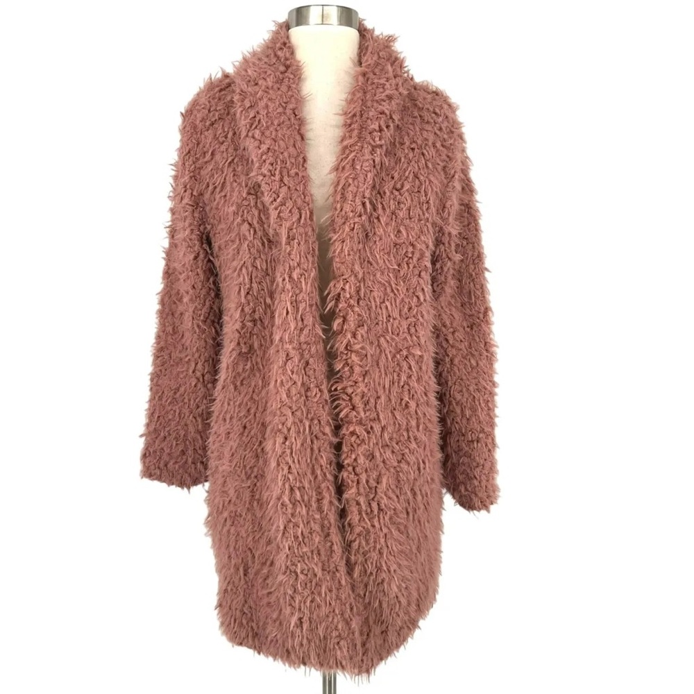 Wild Fable Faux Fur oversized front coat dusty rose pink
